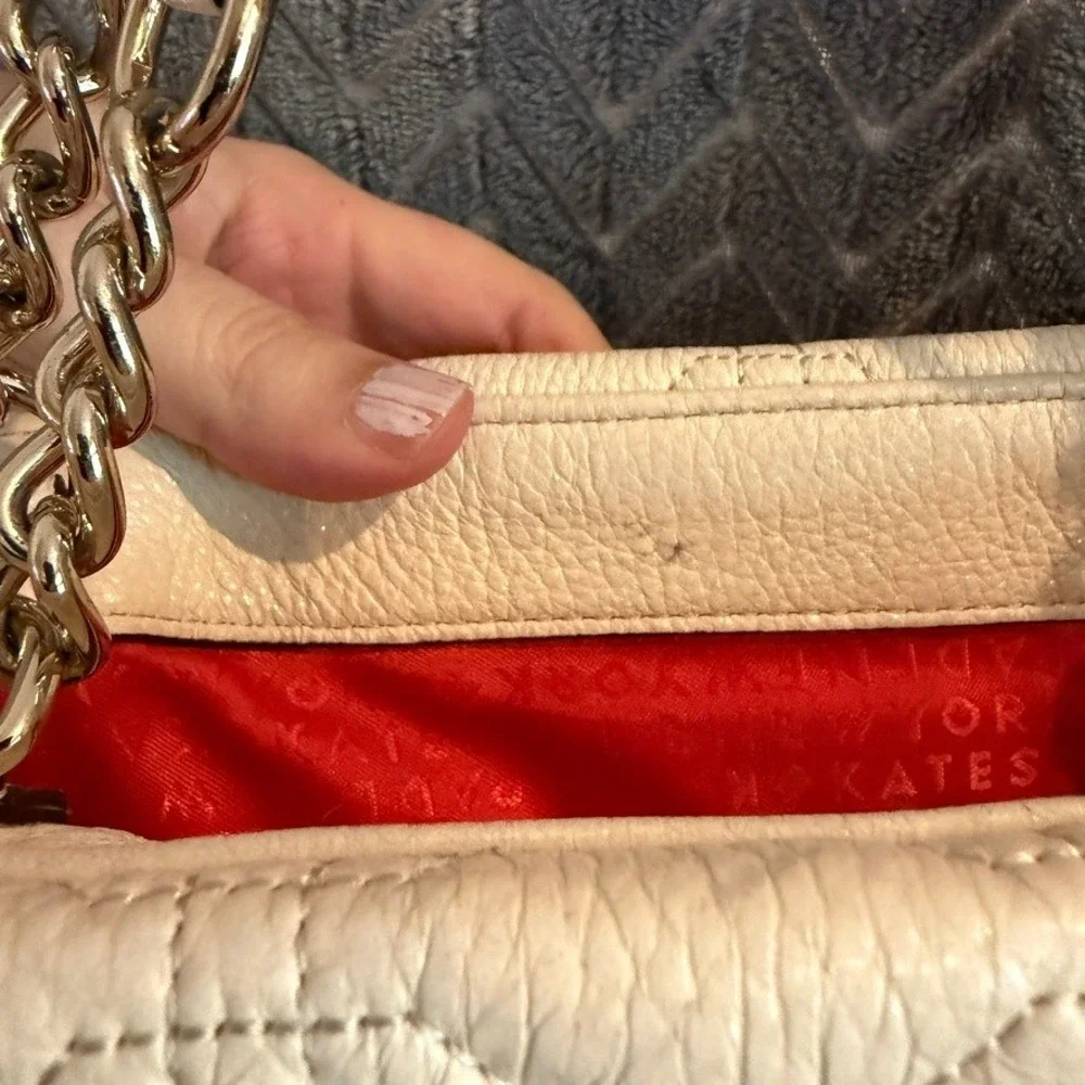 Kate Spade Off White Quilted leather Bag Astor Court Elena Shoulder Bag Large